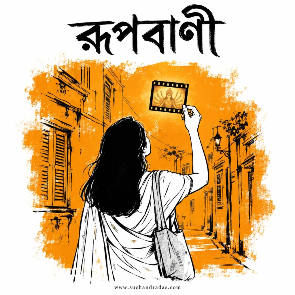 রুপবাণী (Rupbaani) durga glimpsed through a film frame